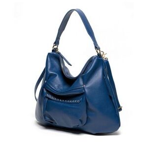 Laggo Blue Joyce Pebbled Leather Hobo Satchel with Shoulder Strap Y2K Style